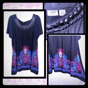 2@$20 - Cato Womens Plus Size 18/20W Top black embellished